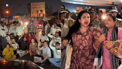 राहुल गांधींना ताब्यात घेतल्याच्या निषेधार्थ मुंबई युवक काँग्रेसचा रास्ता रोको, वांद्रे रिक्लेमेशन येथे मध्यरात्री आंदोलन