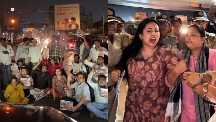 राहुल गांधींना ताब्यात घेतल्याच्या निषेधार्थ मुंबई युवक काँग्रेसचा रास्ता रोको, वांद्रे रिक्लेमेशन येथे मध्यरात्री आंदोलन