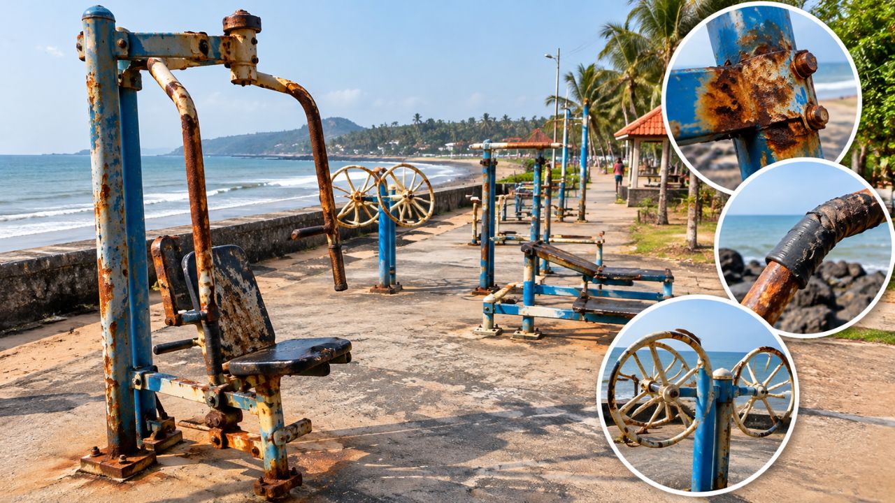 Raigad News: श्रीवर्धनच्या समुद्रकिनाऱ्यावरील ओपन जिमला गंज! नागरिकांच्या सुरक्षिततेचा प्रश्न ऐरणीवर, दुरुस्ती कधी होणार?