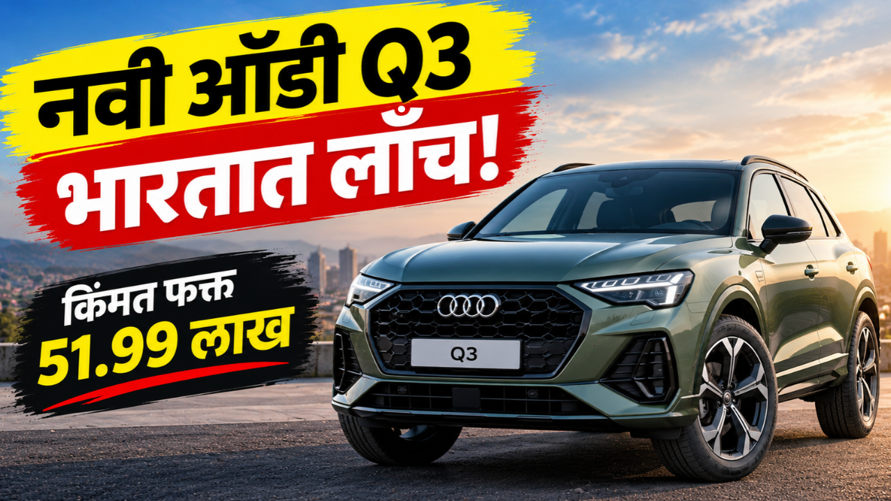 नवी ऑडी Q3 भारतात लाँच! किंमत 51.99 लाख रुपये, 201 hp इंजिनसह मिळणार भन्नाट फीचर्स