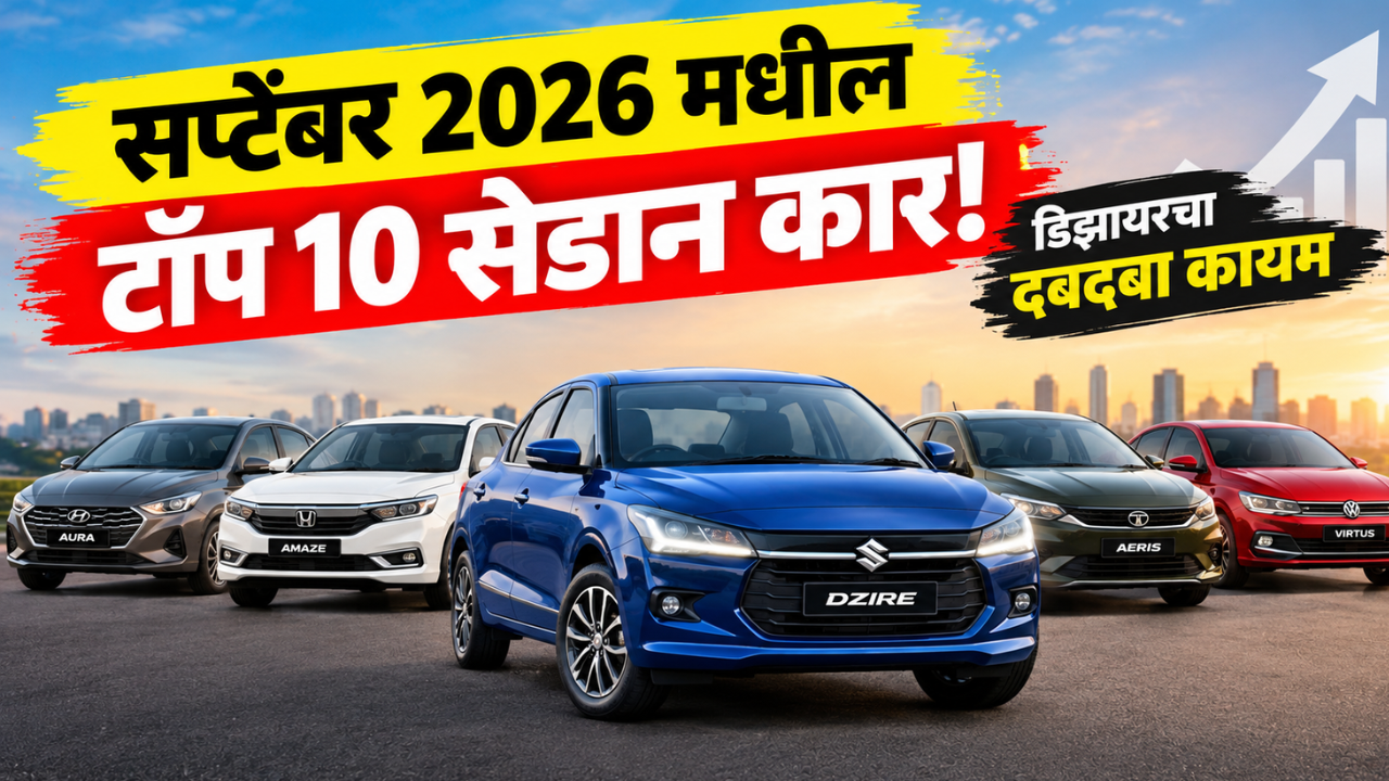 सप्टेंबर 2026 मध्ये सर्वाधिक विकल्या गेलेल्या टॉप 10 सेडान कार; मारुती डिझायरचा दबदबा कायम!