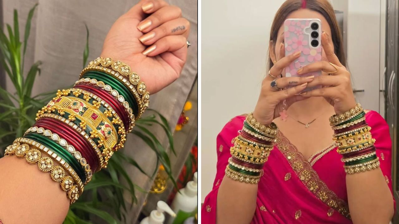 नवविवाहित स्त्रियासुद्धा हातामध्ये काश्मिरी घुंगरू बांगड्याचा सेट परिधान करू शकता. गोल्डन आणि सिल्व्हर रंगाच्या कॉम्बिनेशनमध्ये अनेक पर्याय उपलब्ध आहेत. 