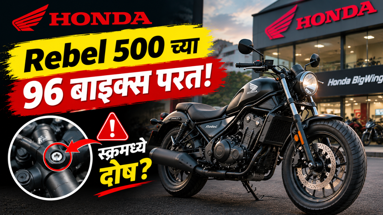 Honda Rebel 500 च्या 96 बाइक्स परत मागवल्या; स्टिअरिंगशी संबंधित पार्टमध्ये आढळला दोष!