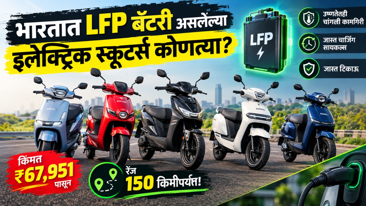 भारतात LFP बॅटरी असलेल्या इलेक्ट्रिक स्कूटर्स कोणत्या? किंमत ₹67,951 पासून, रेंज 150 किमीपर्यंत!