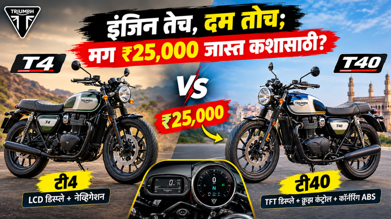 Triumph Bonneville T40 vs T4: इंजिन तेच, दम तोच; मग ₹25,000 जास्त कशासाठी? जाणून घ्या पूर्ण हिशोब!