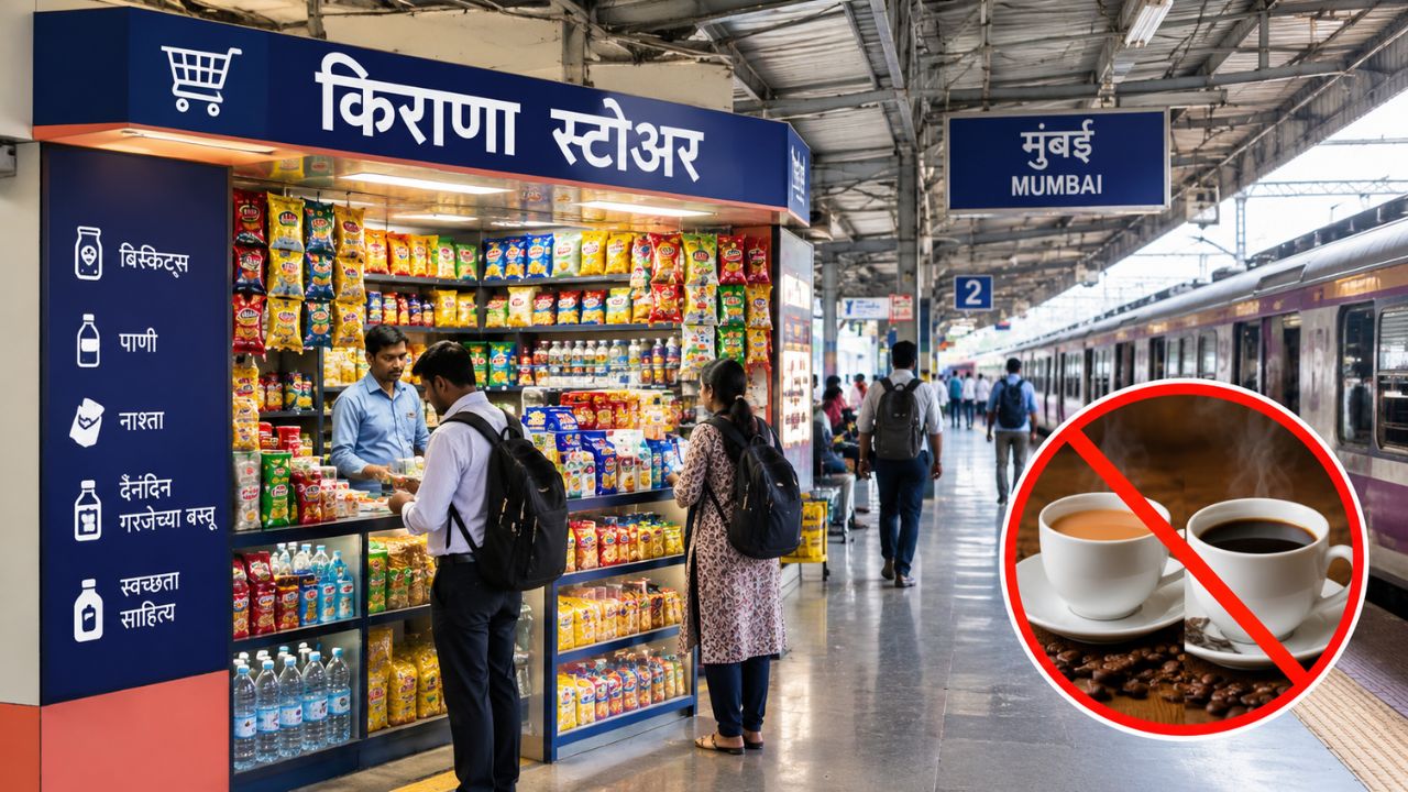 Mumbai News: मध्य रेल्वेच्या १५ स्थानकांवर किराणा स्टोअर! चहा, कॉफीच्या विक्रीला बंदी, दैनंदिन गरजेच्या वस्तू स्टोअरवर मिळणार