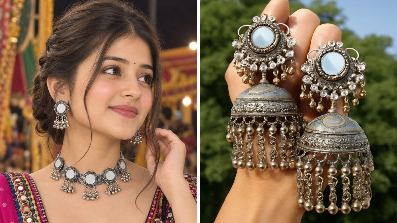 नवरात्रीच्या दिवसांत रंगीबेरंगी कुर्ता, घागरा किंवा साडी नेसली जाते. त्यावर ऑक्सिडाईज दागिने घातल्यास पारंपरिक पोशाख सुद्धा आणखीनच खुलून दिसतो.
