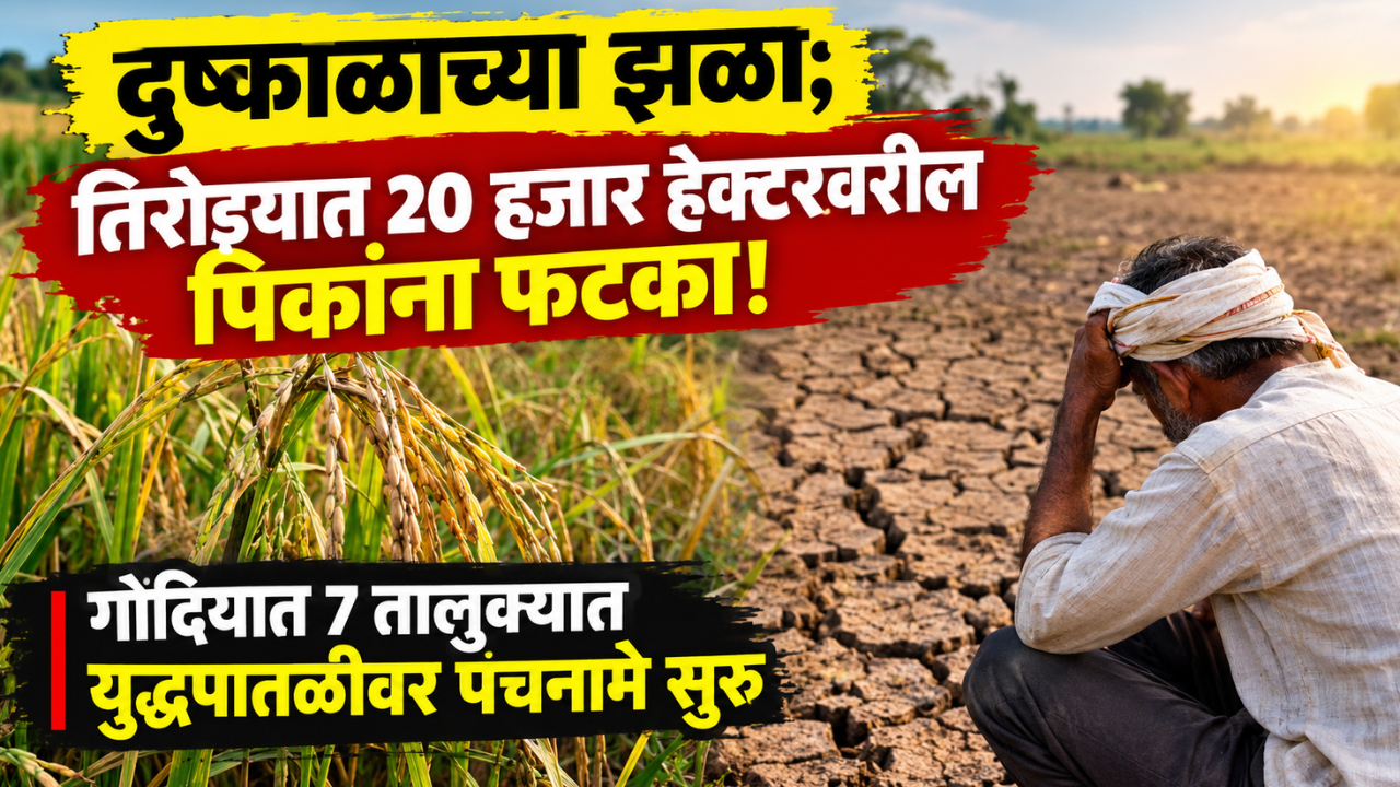 Gondiya News: गोंदियात दुष्काळाच्या झळा! तिरोड्यात २० हजार हेक्टरवरील पिकांना फटका; ७ तालुक्यात युद्धपातळीवर पंचनामे सुरू