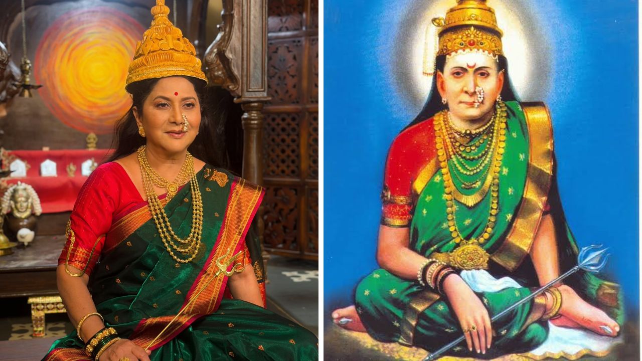 Nivedita Saraf: हिरवी साडी, डोक्यावर मुकुट अन् हातात त्रिशूळ; निवेदिता सराफ यांचा अर्धनारीश्वर लूक पाहून चाहते भारावले