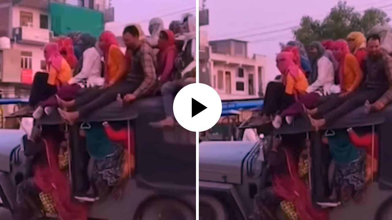 जिपमध्ये स्वार झालं अख्खं घराणं! ठुसून-ठुसून भरली लोक, जागा कमी पडली तर छतावर बसल्या महिला; जयपूरमधील Video Viral