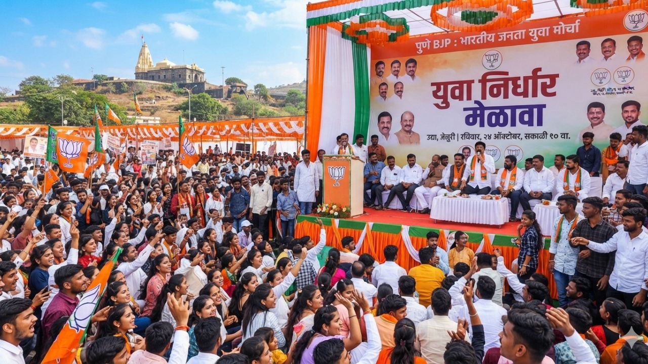 Pune BJP :भारतीय जनता युवा मोर्चाचा उद्या जेजुरीत  ‘युवा निर्धार मेळावा’