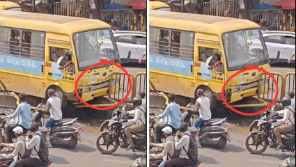 Pune School Bus Accident : पुण्यात स्कूल बसवरील चालकाचे नियंत्रण सुटले; तापकीर चौकात अपघात