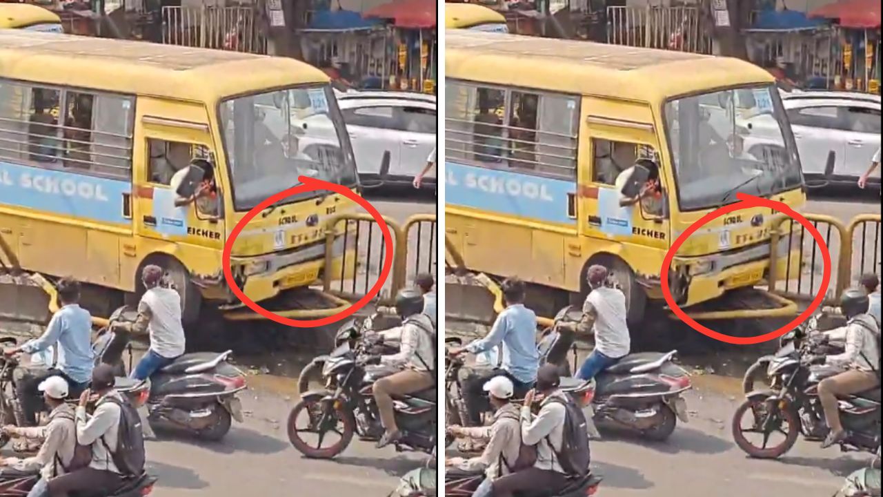 Pune School Bus Accident : पुण्यात स्कूल बसवरील चालकाचे नियंत्रण सुटले; तापकीर चौकात अपघात