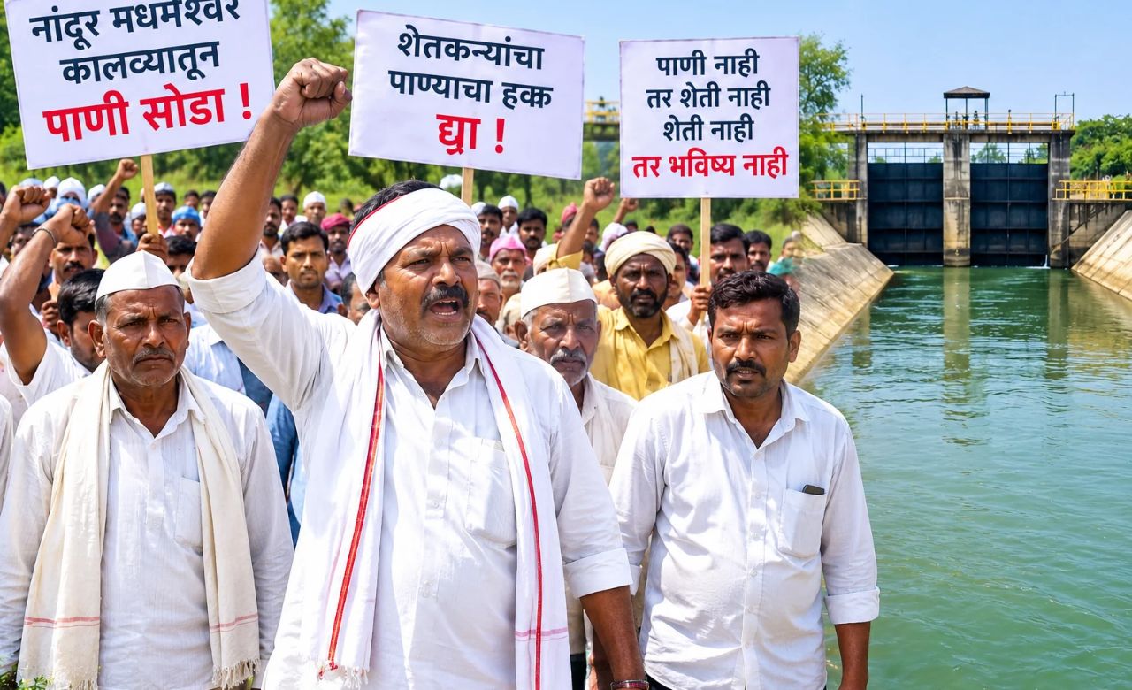 Farmers Water Crisis : वैजापुरात पाण्यासाठी शेतकरी आक्रमक! नांदूर मधमेश्वर कालव्यातून पाणी सोडण्याची मागणी
