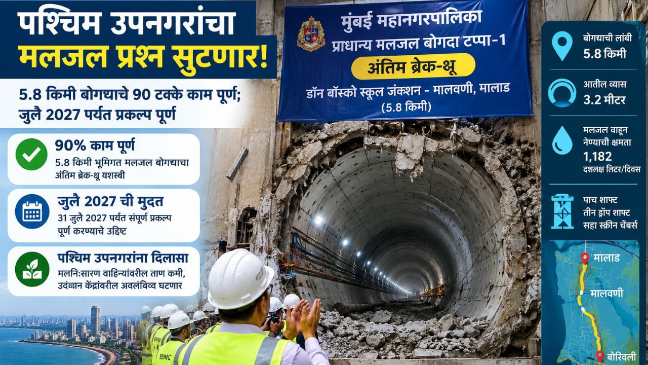 Sewage Tunnel : मुंबईकरांसाठी गुड न्यूज! मलजल बोगद्याचे 90 टक्के काम पूर्ण; जुलै 2027 मध्ये मिळणार दिलासा